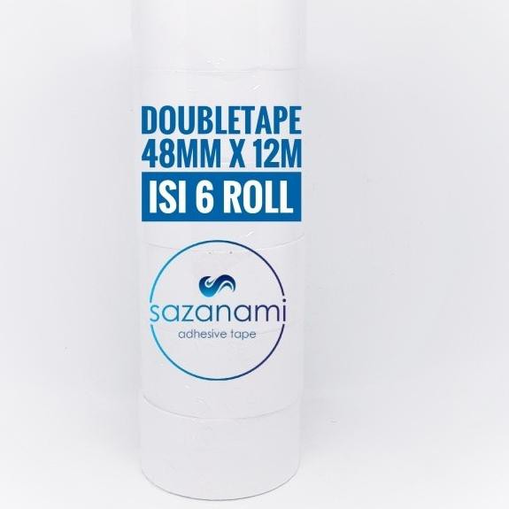 

❆ DOUBLE TAPE 2" 48MM x 12 M DOUBLETAPE KERTAS PUTIH SAZANAMI ISI 6ROL ♣