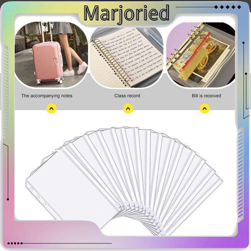 A5/A6 Tas Ritsleting Notebook Daun Longgar 6 Lubang Template Pemotongan Kantong Penyimpanan Tagihan-MJD