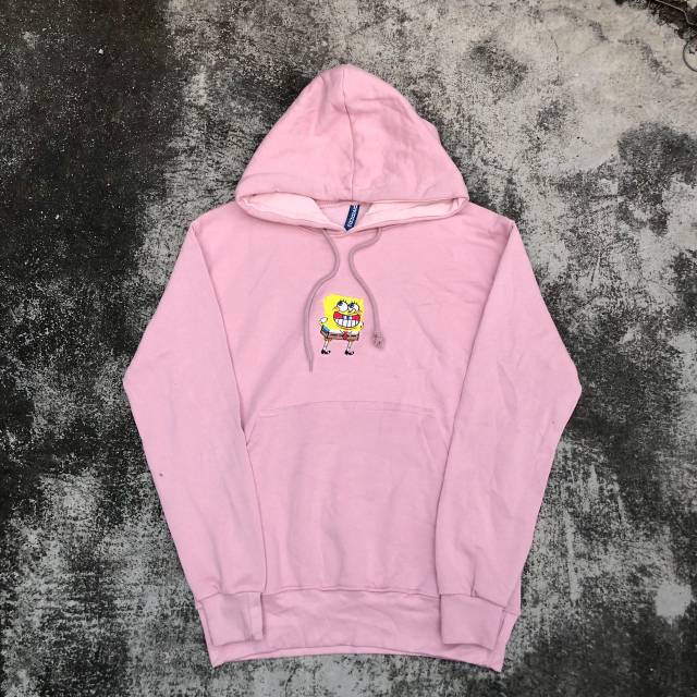 Jaket Sweater Hoodie Pria SpongeBob Squarepants Pink