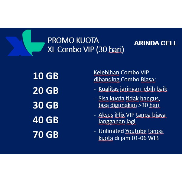 PROMO KUOTA XL COMBO VIP