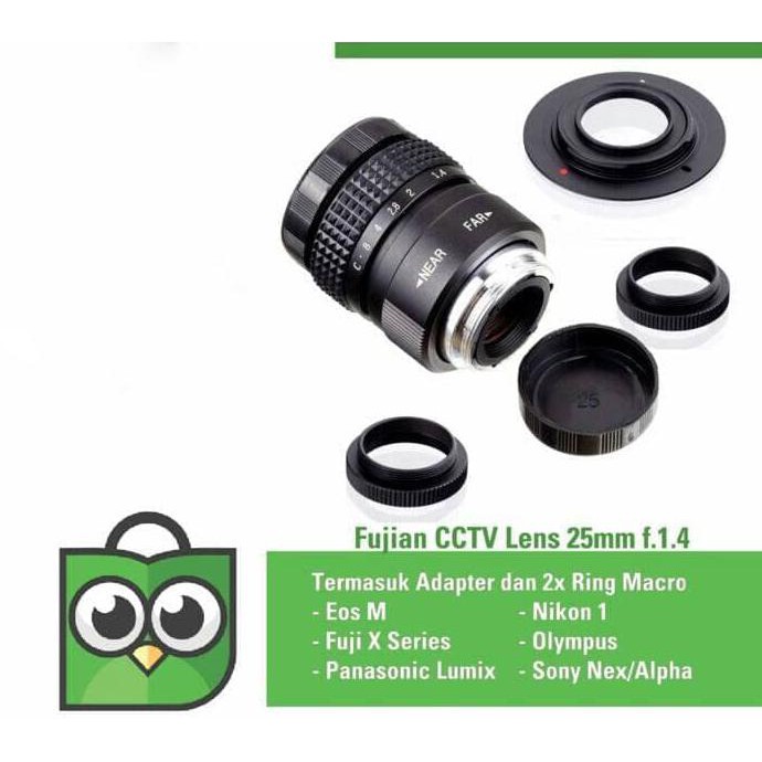 [[BISA COD]] Lensa mirrorless Fujian 25mm f1.4 CCTV Lens sony,eosm,nikon,m43,fuji MURAH Kode 263