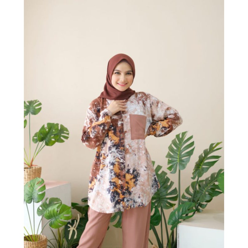 MAHEERA PAJAMAS ONE SET TIE DYE ORI KE LABELS BY FA HIJAB FREE MASKER