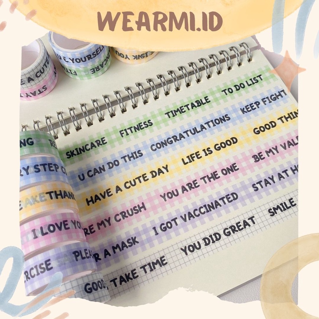 

1 Roll Washi Tape Masking Grid Motivation Words Scrapbook Bujo Jurnal DIY Aesthetic