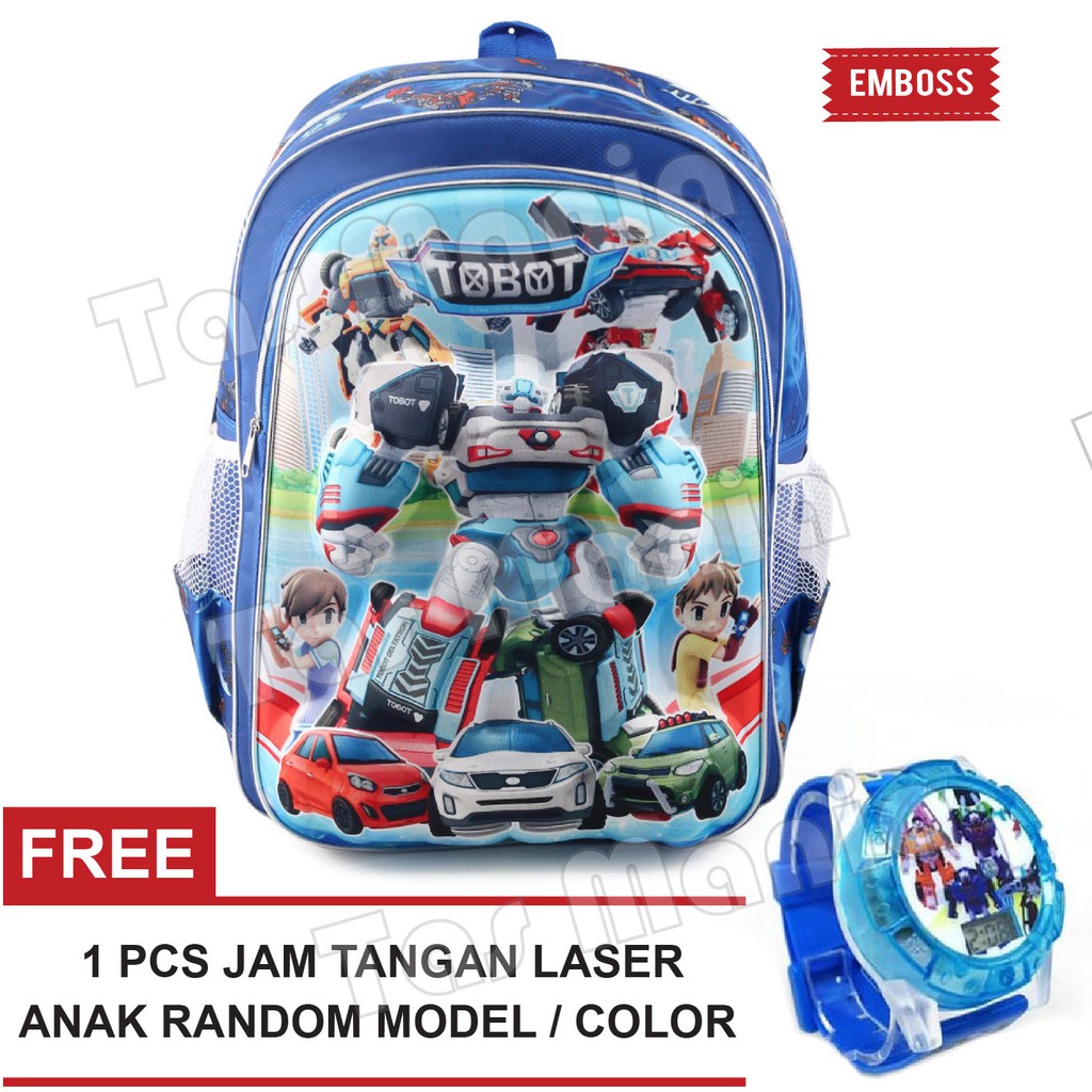 PTS - Ransel Sekolah Anak Cowo / Laki Laki Karakter - Big Emboss + FREE Jam Tangan Laser .PTS