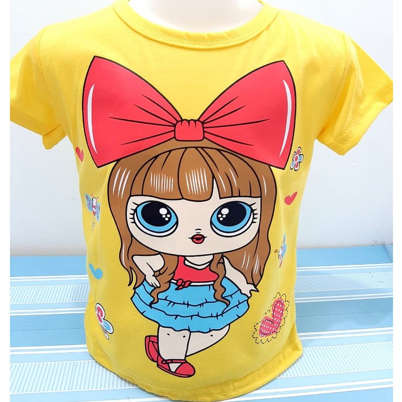 ( Grosir ) 6 bulan-4 thun MIX kaos anak perempuan (50 pcs =1 klik S,M,L,XL) pakaian baju atasan cewek size random gambar campur pakaian