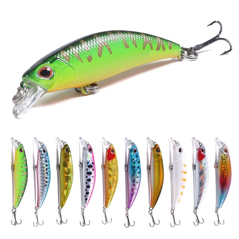 HENGJIA 10Pcs 6cm/4.5g Minnow Umpan Pancing Swimbait SINKING Fishing Lures Kecil Bait Ikan Kail Crankbait Tackle