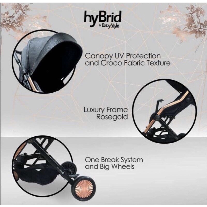 Hybrid Cabi Sport Rose Gold Premium Stroller (FREE BAG)