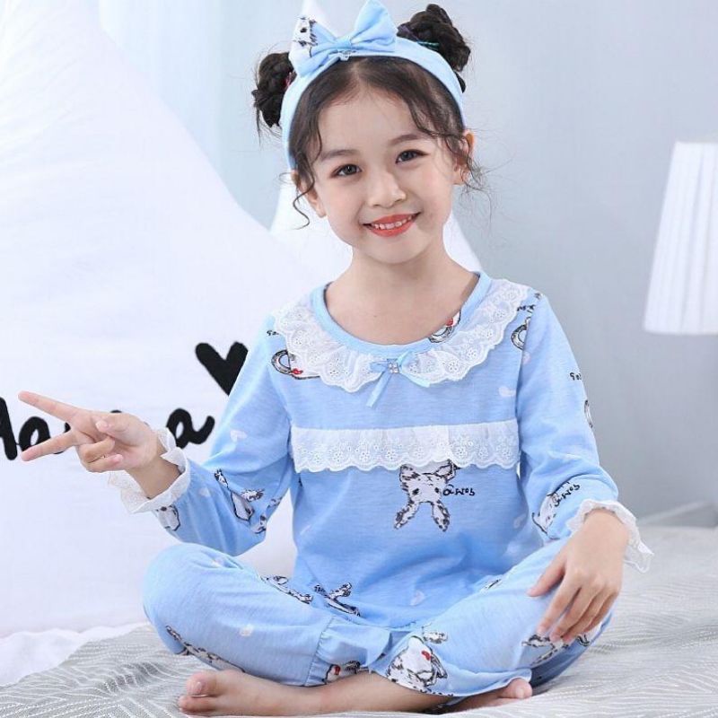 BAJU TIDUR ANAK PEREMPUAN SETELAN UMUR 4-12TAHUN PIYAMA IMPORTC18-C