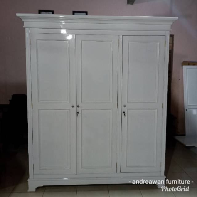Lemari pakaian pintu 3 lemari pakaian custom lemari putih duco Furniture jepara