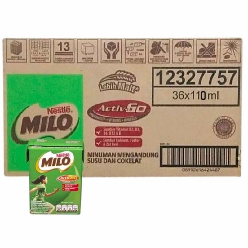 

SUSU UHT MILO 110 ml 1 DUS ISI 36 PCS