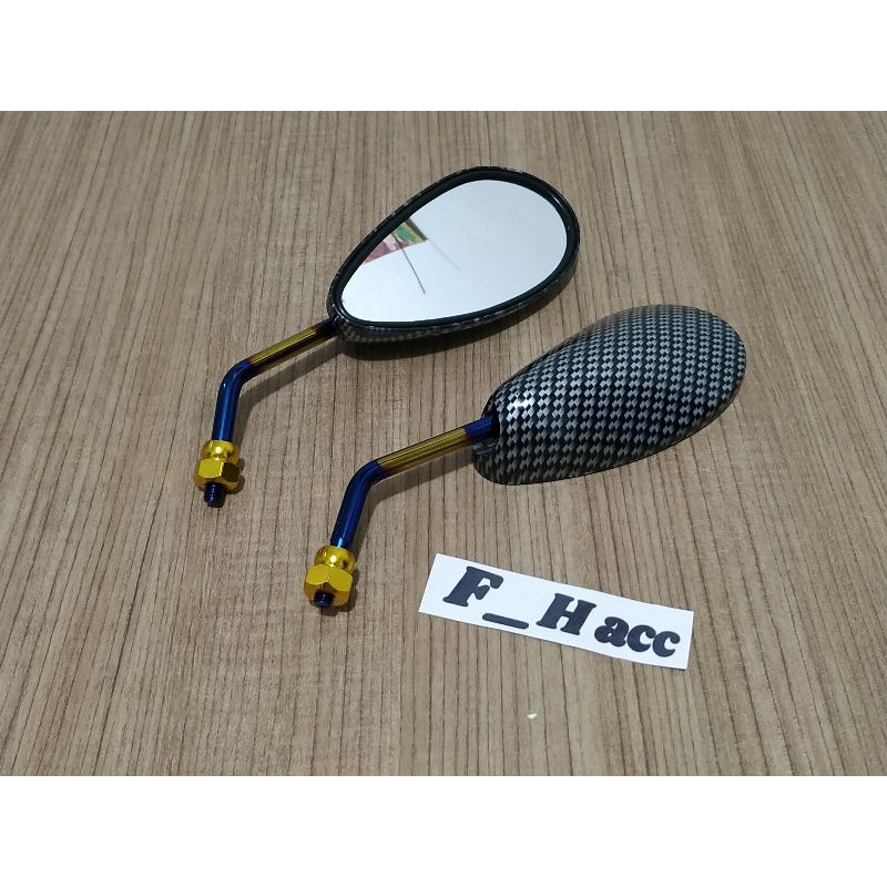 Spion carbon twotone 2tone satria fu tangkai pendek drat 12