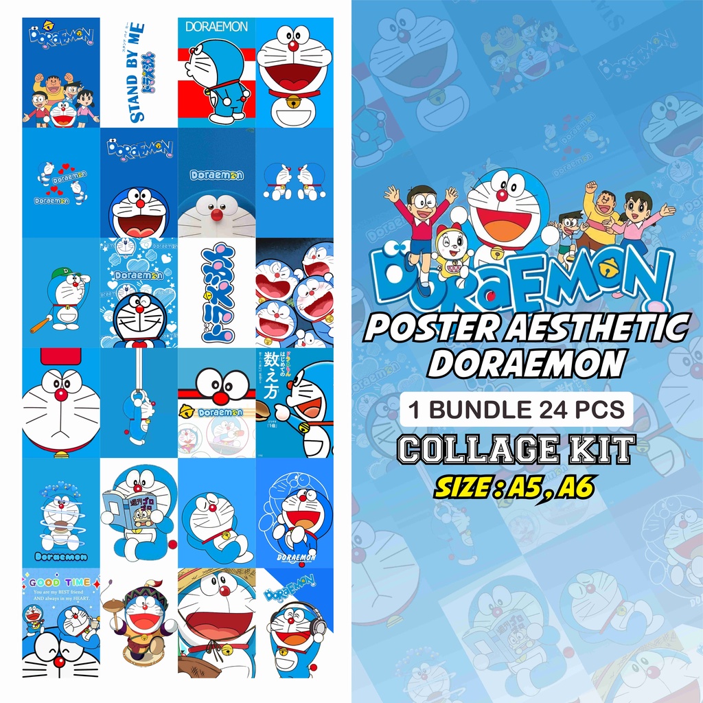 Jual POSTER DINDING AESTHETIC TEMA DORAEMON ISI 24 PCS Shopee Indonesia