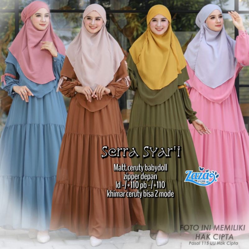 free cadar niqab set khimar niqab cadar set gamis syari set busui gamis polos ruffle Serra Syari