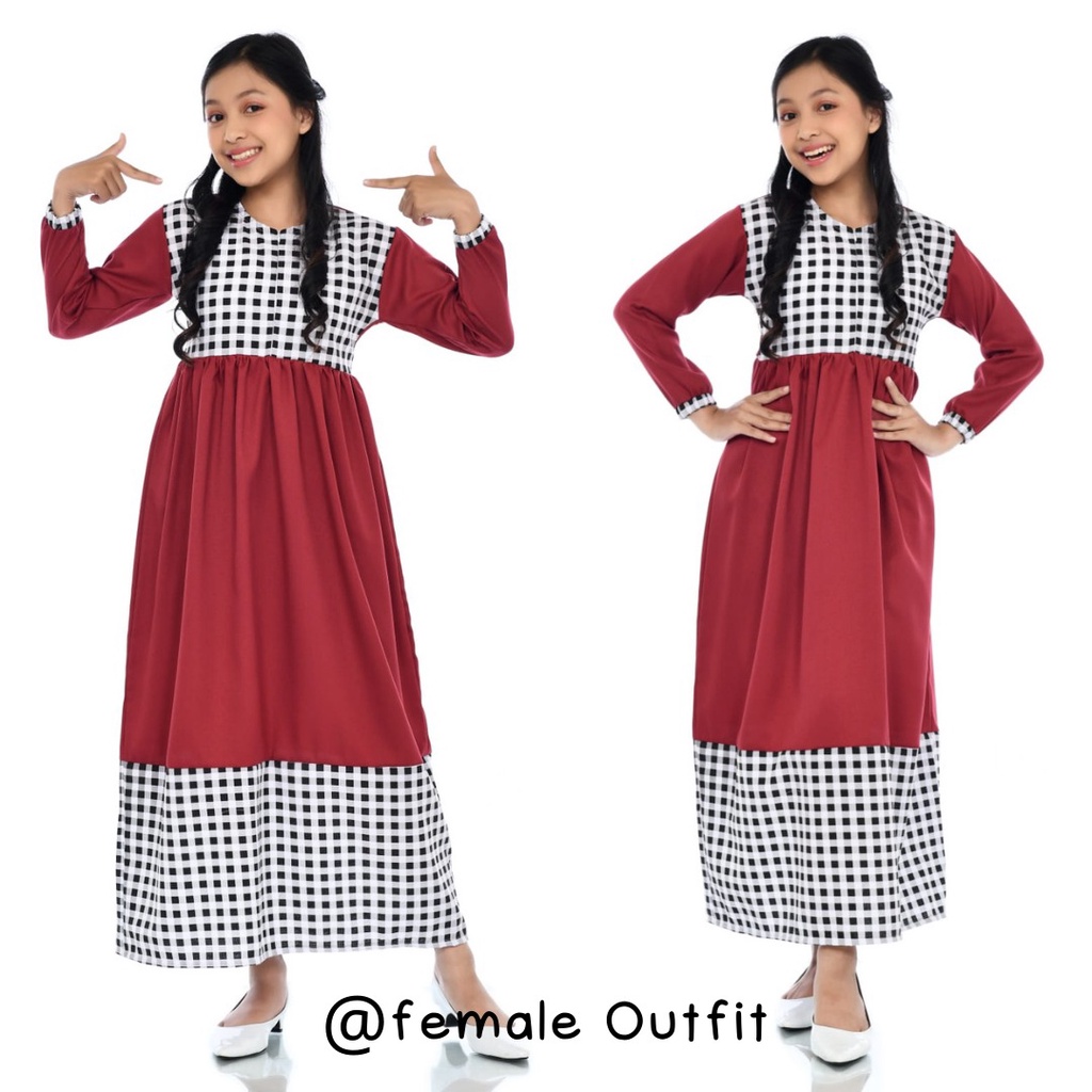 dress kids - baju anak 3-12 tahun - dres kombinasi