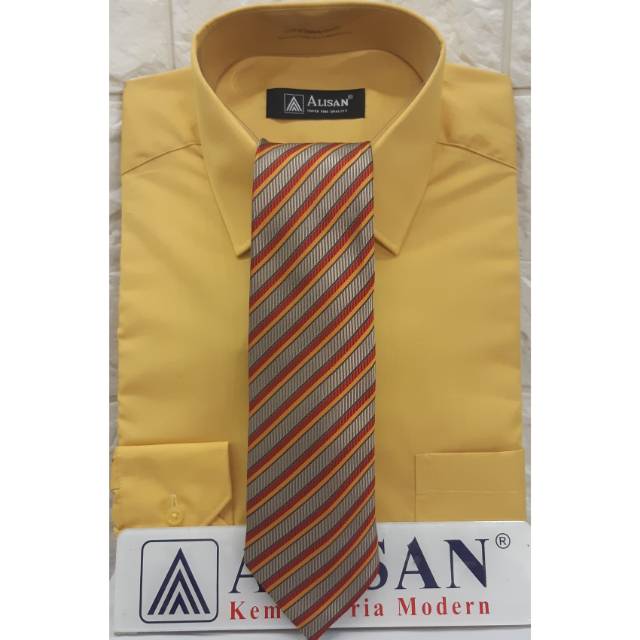Kemeja Alisan warna kuning gold (K10) + dasi