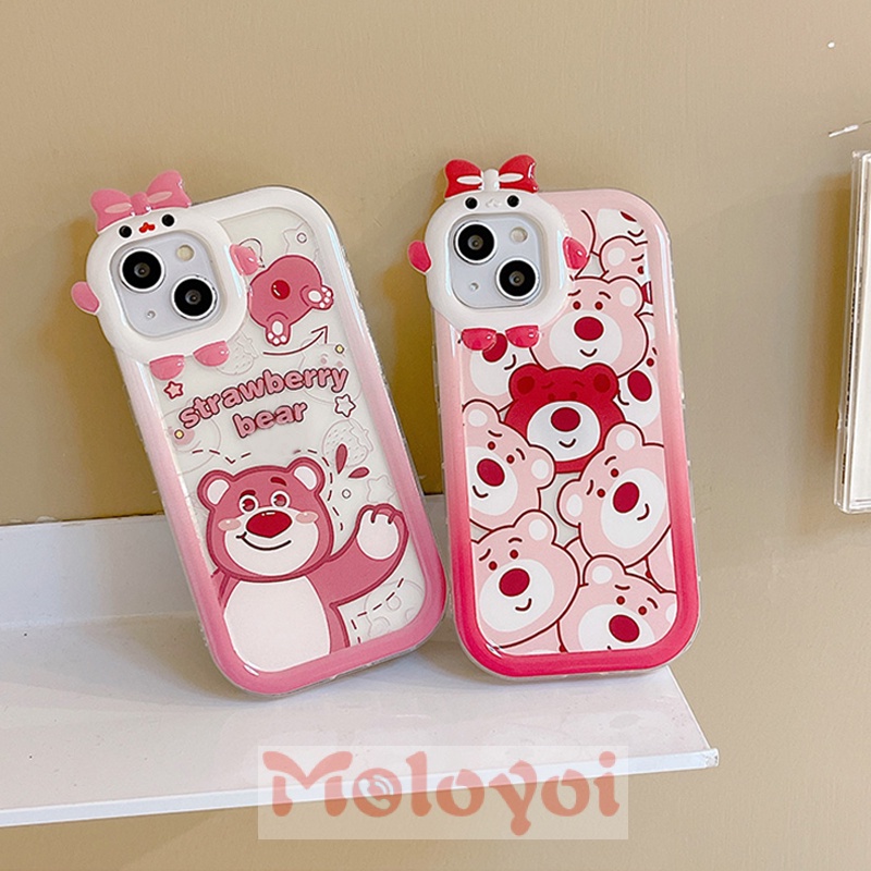 Soft Case TPU Motif Kartun Beruang Lotso 3D Untuk IPhone 7Plus XR 11 13 12 14 Pro MAX 6 6S 7 8 14 Plus X XS MAX SE 2020