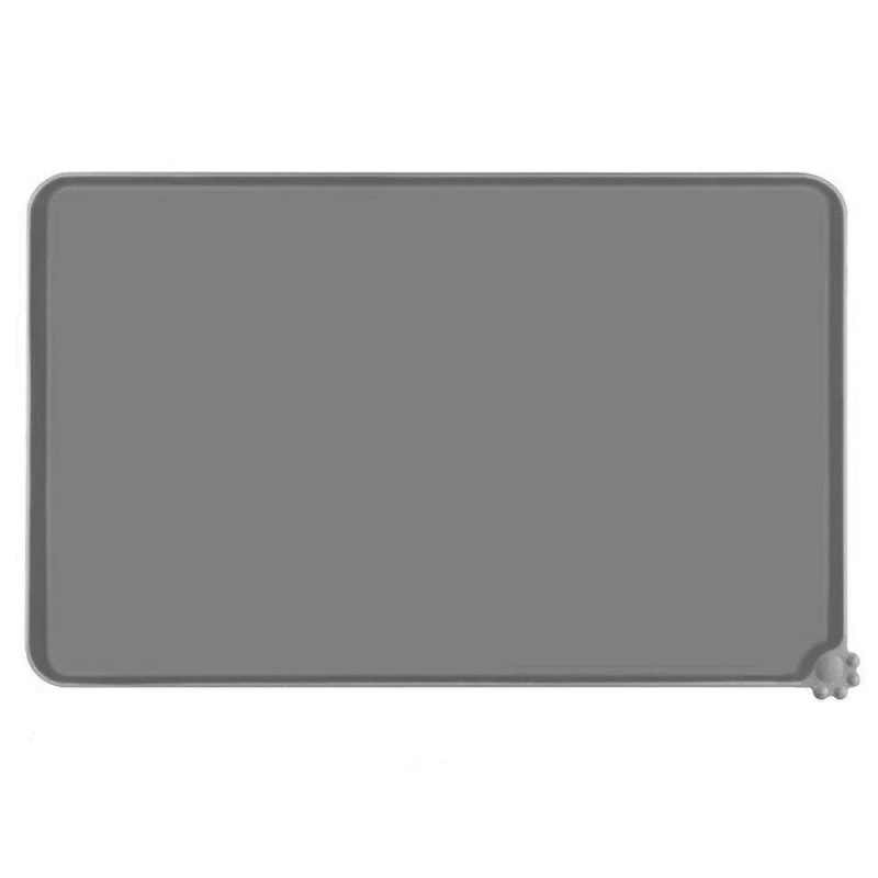 gs8b hachikitty matras tempat makan hewan peliharaan kucing anjing pet food mat - cfb34 - gray Or-i