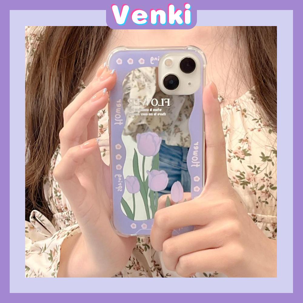 iPhone Case Acrylic HD Mirror Airbag Shockproof Protection Camera Cute Line Purple Rose Flowers Compatible For iPhone 11 iPhone 13 Pro Max iPhone 12 Pro Max iPhone 7 Plus iPhone xr