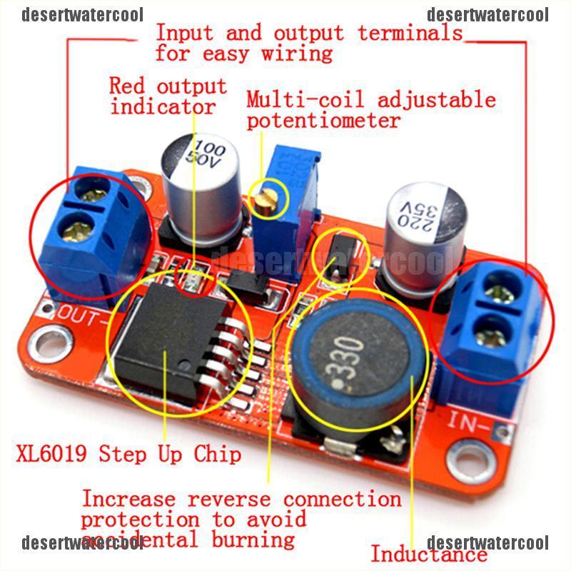 Deid Modul power step up 5A DC-DC 3.3V-35V Ke 5V 6V 9V 12V 24V