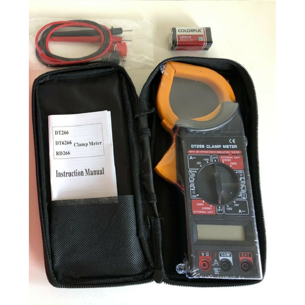 DT266 Digital Clamp Meter Multimeter Tang Ampere Tegangan Resistansi Kontinuitas Uji Isolasi