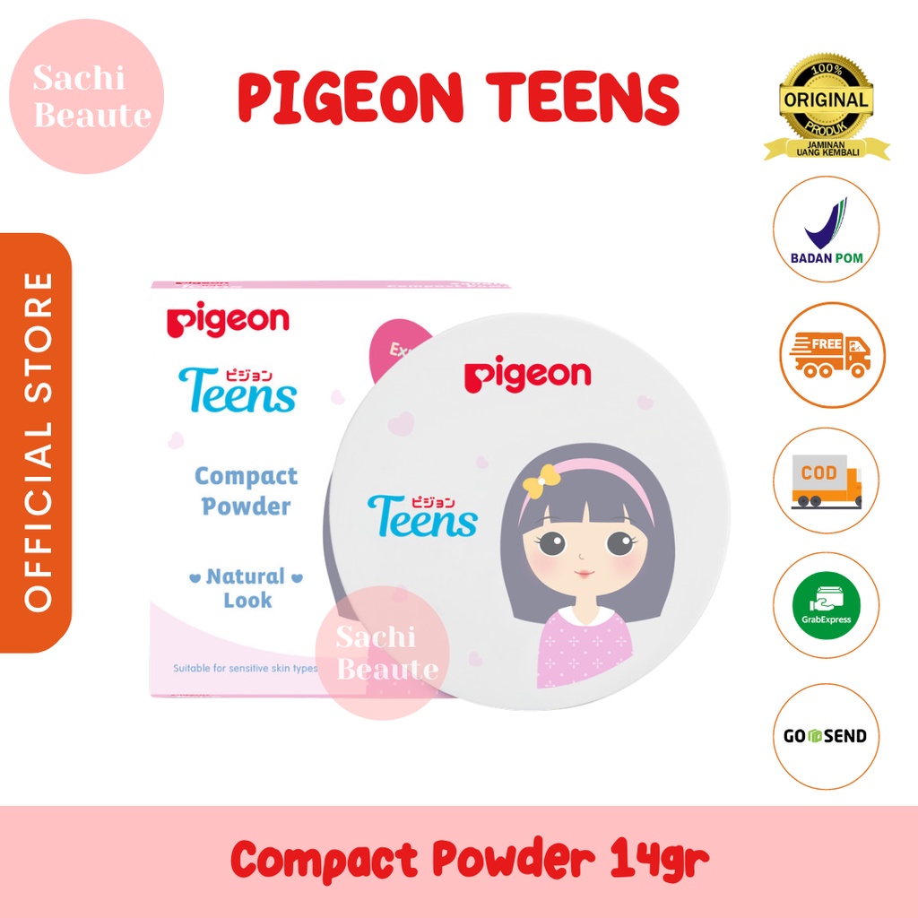 PIGEON Teens Compact Powder Natural Look 14Gr / Bedak Padat Remaja Teen