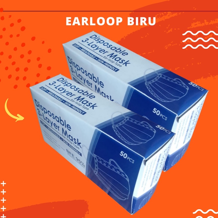 MASKER EARLOOP BIRU 3 PLY