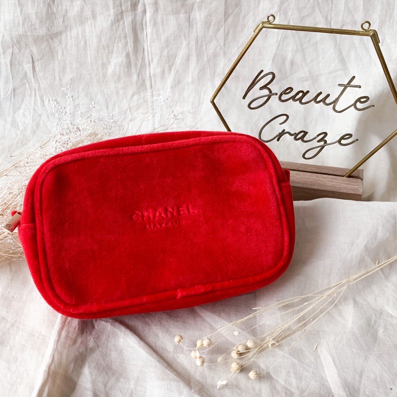 CHANEL Red Suede Pouch