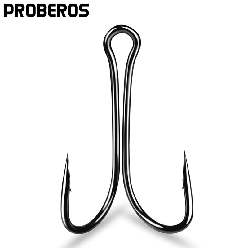 PROBEROS Kail Pancing Set 50pcs High Carbon Steel Double Fishing Hooks 1#-4/0# Fly Tying Double Hooks for Jig Bass Lead Sinker Fishing Accessories 8001