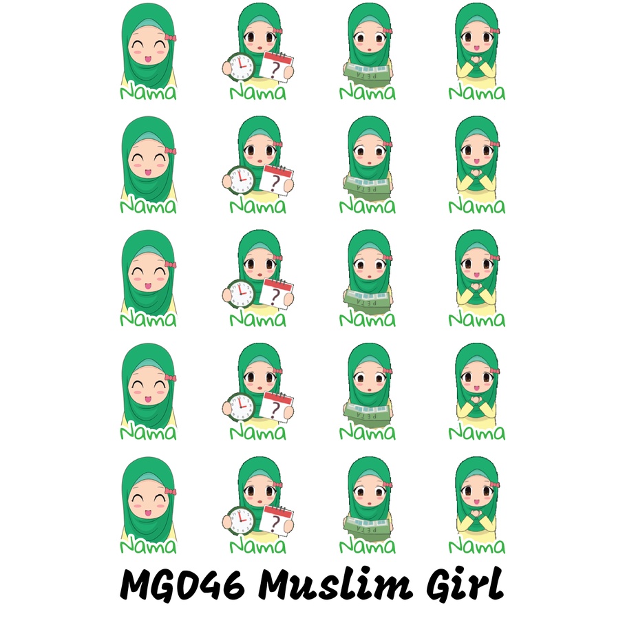 

Sticker Nama Cutting Label Waterproof Tahan Air Muslim Girl 46 (MG046)