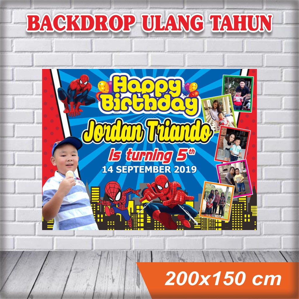 BANNER ULANG TAHUN / BACKDROP ULTAH / SPANDUK ULANG TAHUN SPIDERMAN