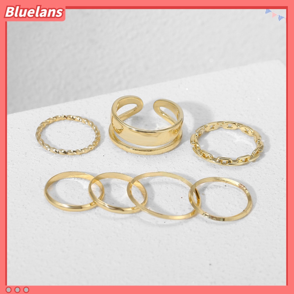 1 Set Cincin Knuckle Bentuk Geometris Electroplating Tahan Lama Gaya Punk Untuk Unisex