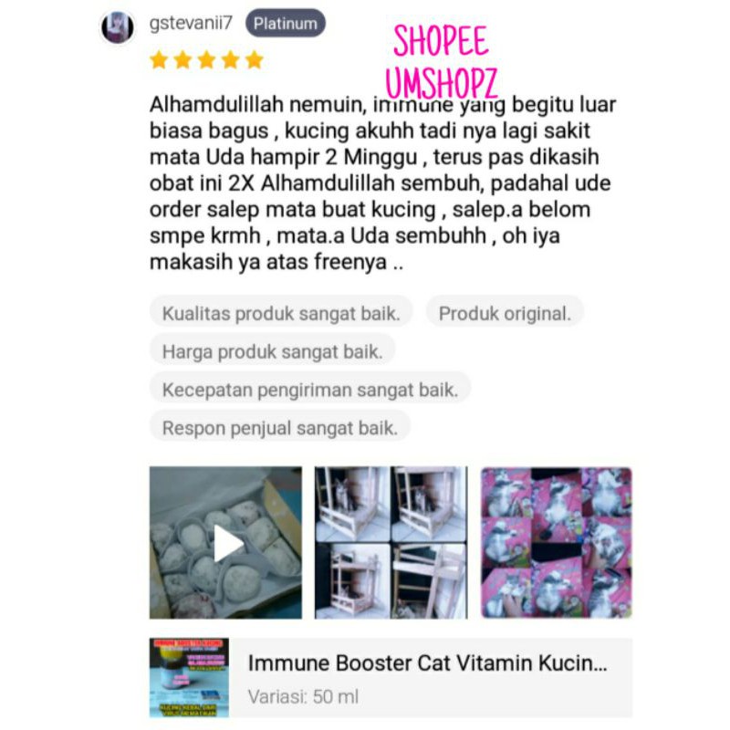 Immune Booster Cat Vitamin Kucing Tanpa Vaksin Imun Booster Daya Tahan Tubuh Kucing Kebal Virus