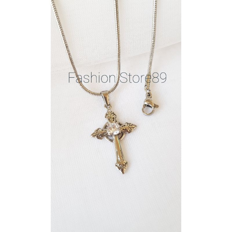 ready kalung Fashion impor salib titanium gold white Antikarat Fashion rohani bestquality Impor