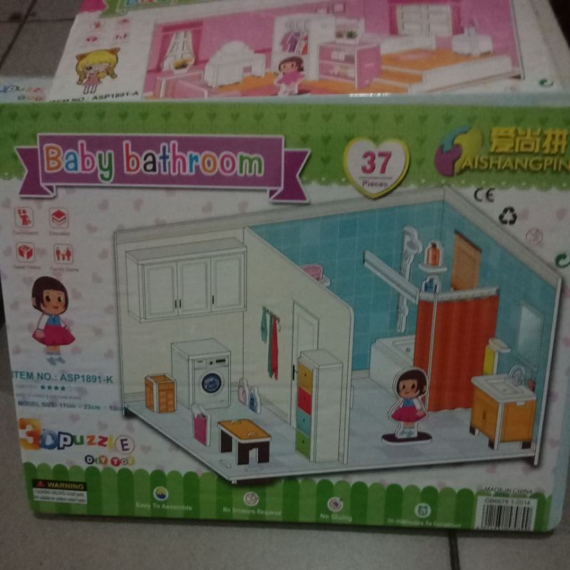 LYSASHOP - MAINAN EDUKASI ANAK PUZZLE 3D DIY BESAR/MELATIH MOTORIK KREATIFITAS KESABARAN IMAJINASI-Baby Bathroom