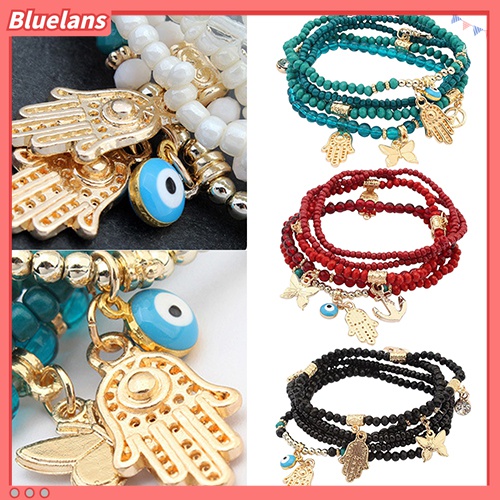 Gelang Multilayer Desain Hamsa Fatima Hand Butterfly Anchor Eye Untuk Wanita