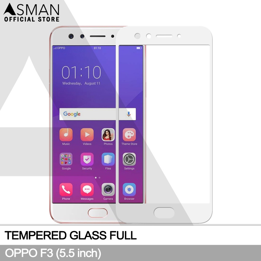 Tempered Glass Full OPPO F3 (5.5&quot;) | Anti Gores Kaca - Putih