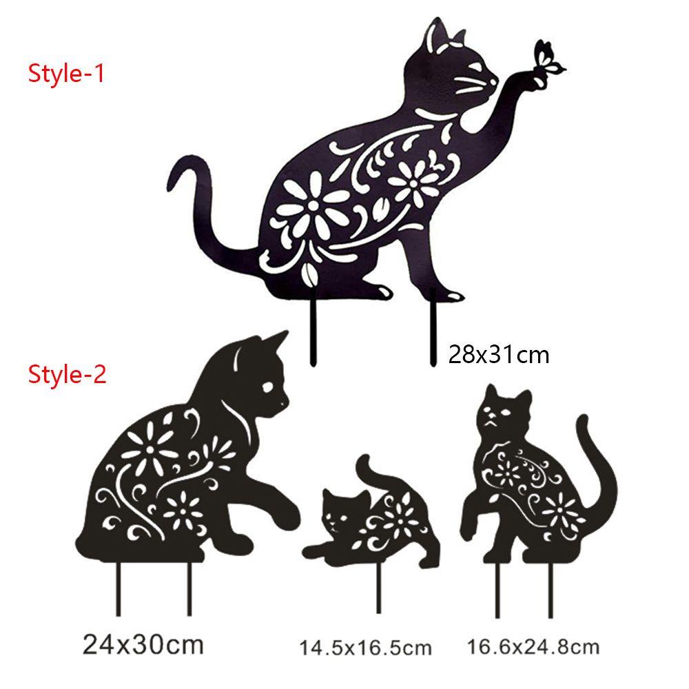 Solighter 3PCS/Set Dekorasi Kucing Besi Seni Patung Pemandangan Landak Ornamen Patung Taman Siluet Pasak