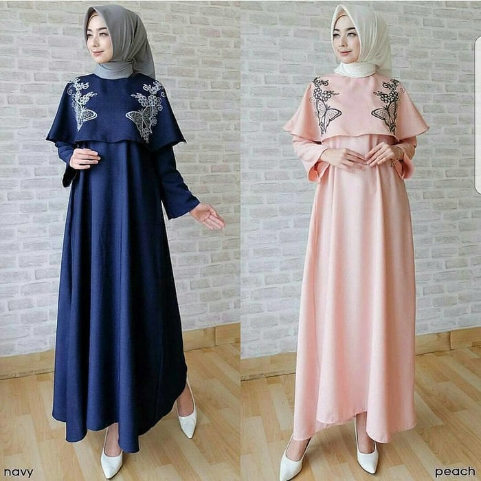 Dress Cape Vintage Gamis Baju Panjang Casual Wanita Hijab Modern Modis