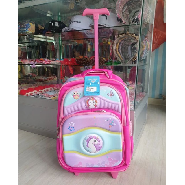 Tas Trolly SD Unicorn Hotpink/Tas Roda Anak SD/Tas Sekolah Anak Perempuan/Tas Sekolah Terbaru