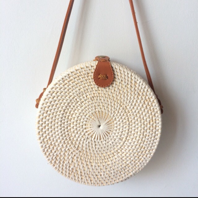 Tas ate rotan bali putih polos