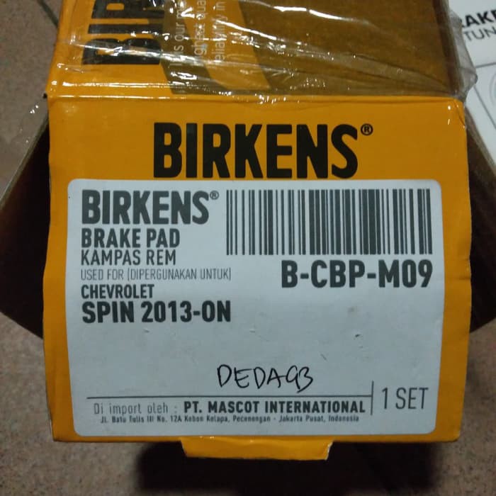 kampas rem depan chevrolet spin 2013-on / kampas rem depan chevrolet