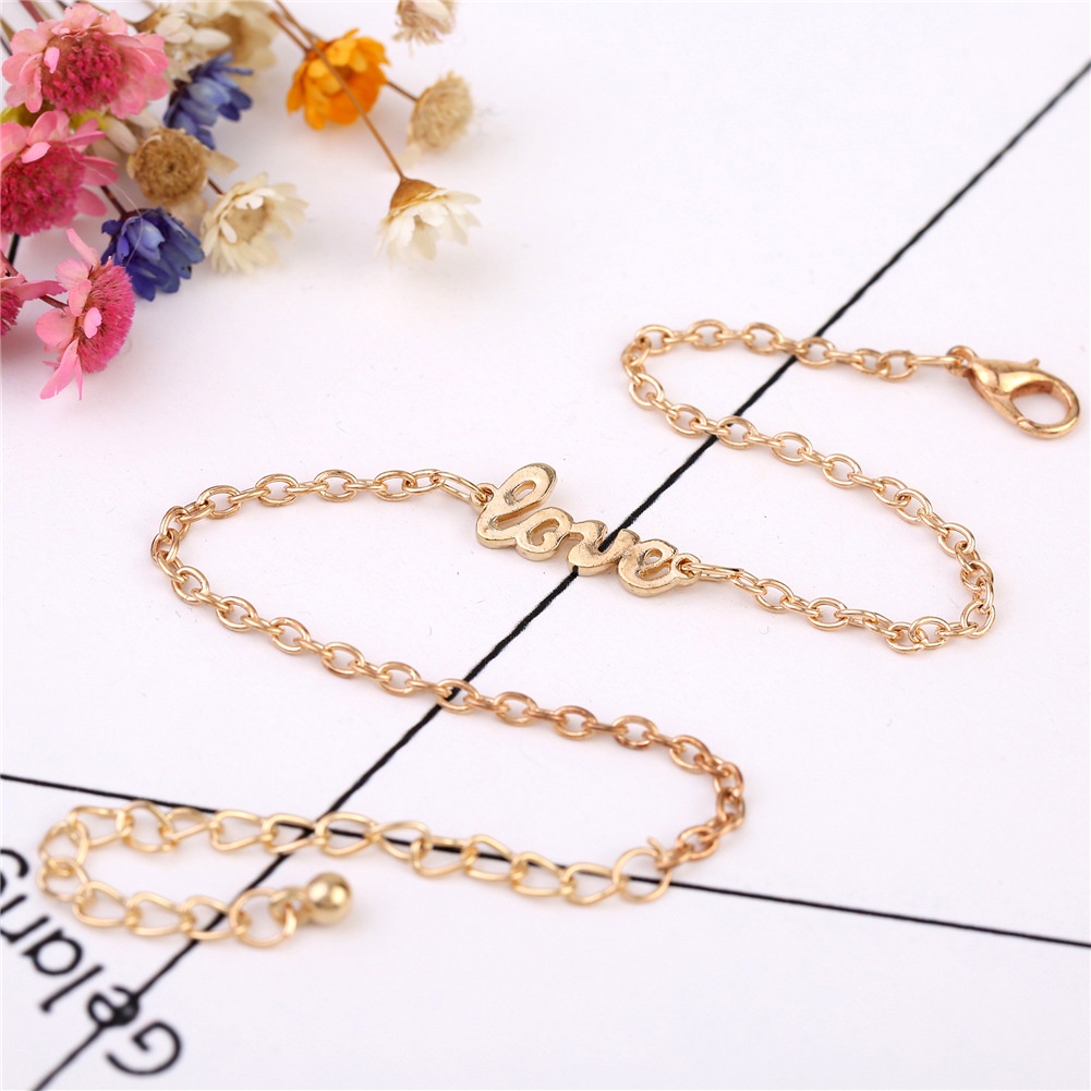 Gelang Kaki Desain Love Letter Bahan Alloy Gaya Eropa Amerika Untuk Musim Panas