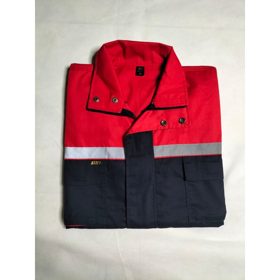 Wearpack Atasan Semi Jaket | Baju Safety Merah Navy