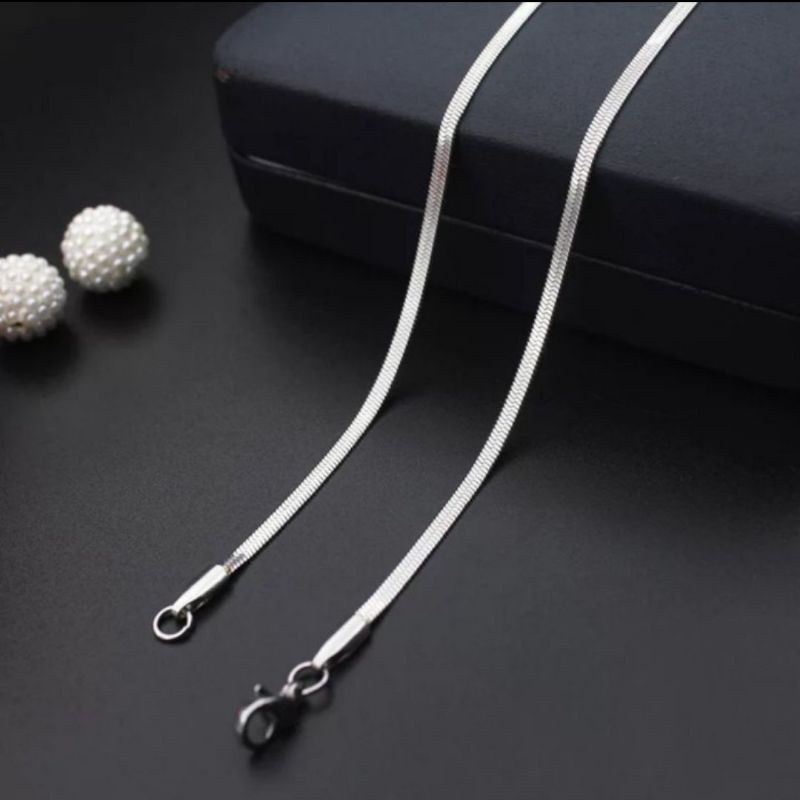 Agam Aksesoris/Kalung Titanium Model Pipah  Silver/Kalung Titanium Anti Karat/Kalung Cowok Titanium/New Arrival/COD 3 mm