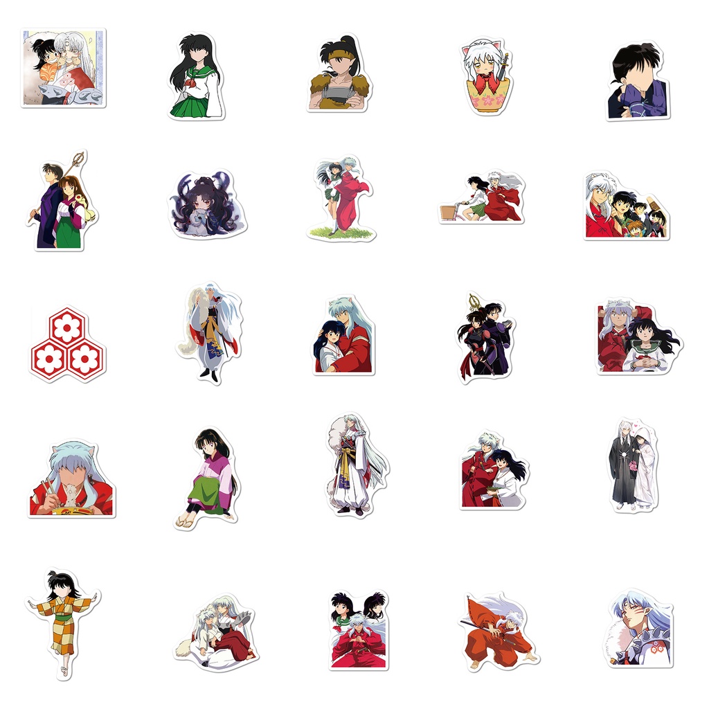 50pcs Stiker Graffiti Inuyasha Anti Air Untuk Skateboard / Laptop