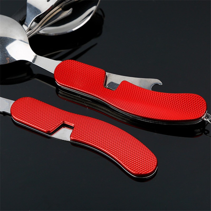 Sendok Garpu Pisau  Military Camping Tools Pocket Knife EDC Multifungsi 4 in 1 - A011