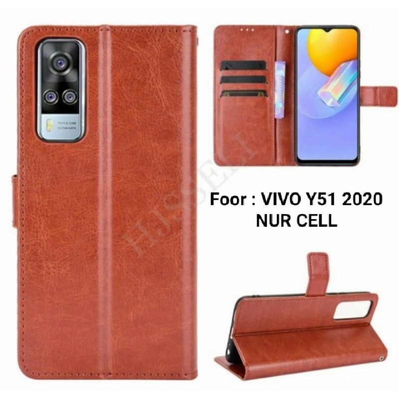 Flip Cover Wallet VIVO Y51 2020 - Y 51 New Leather Case Wallet Cassing Dompet