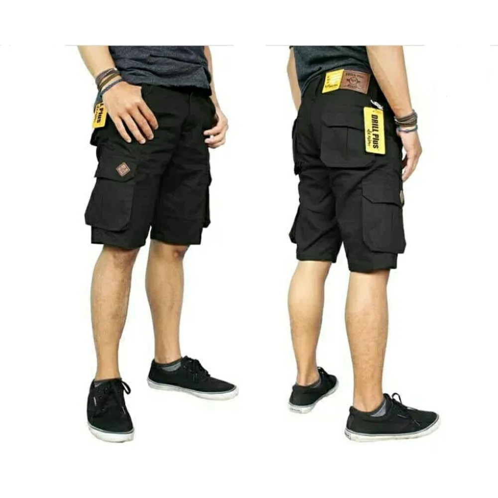 Celana Pendek Kargo Hitam Ukuran 27 - 38 / Pdl / Gunung / Short Cargo Black