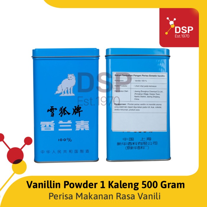 

Ready stok.. Vanillin Powder Food Grade Merk Snow Fox Ex. Polar Bear, Kaleng 500gr