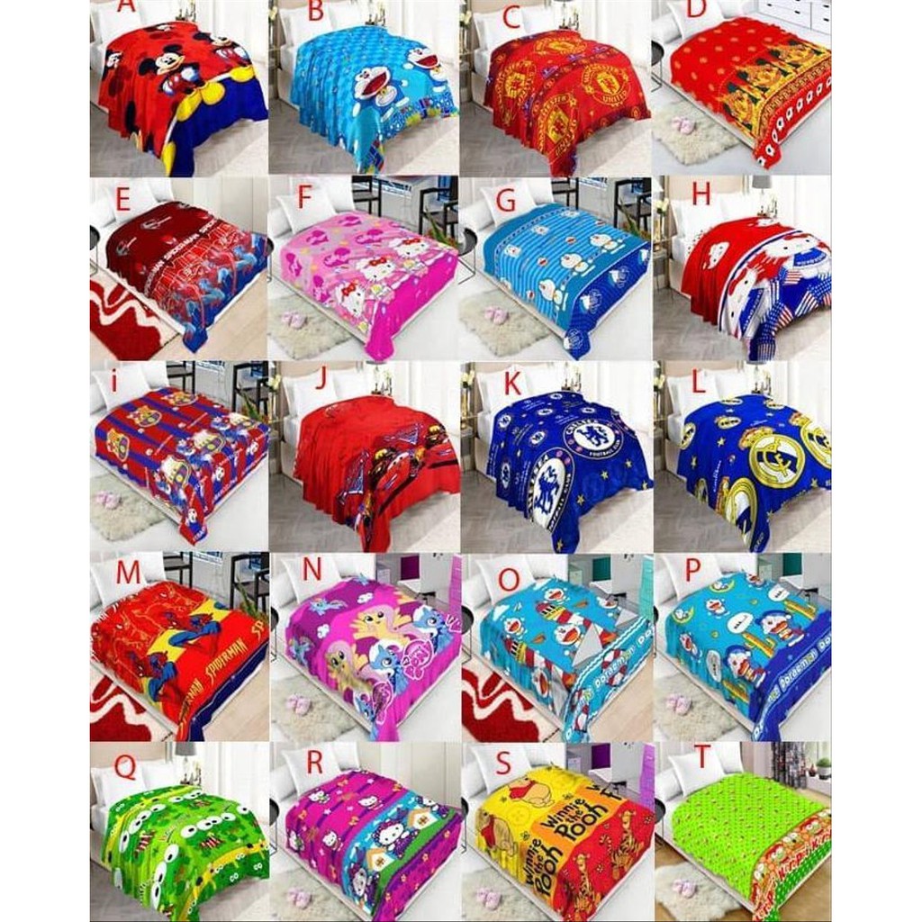 Selimut Anak Motif Karakter Besar Panel Bulu Lembut Import